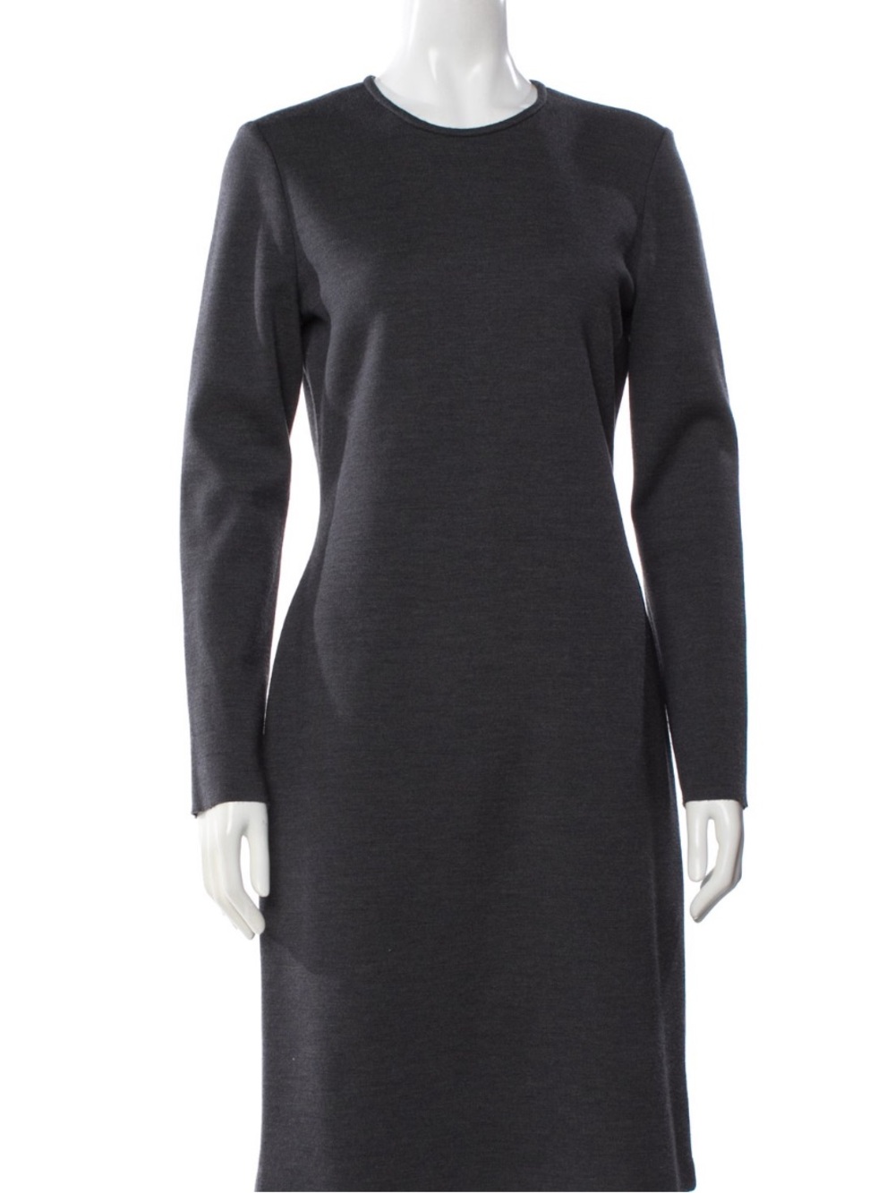 Classic St. John Grey Charcoal Knit Long-Sleeve Shift Dress – Size 8 - Picture 10 of 12